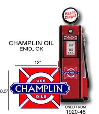 12" 1920-46 CHAMPLIN GASOLINE VINYL DECAL OIL CAN / GAS PUMP / LUBSTER