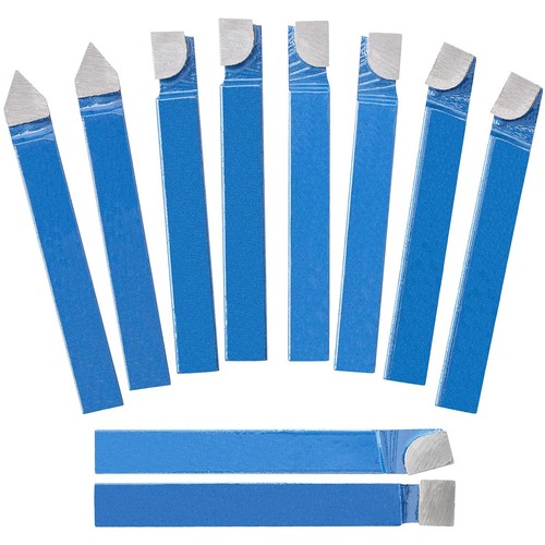 10PCS 1/4" Carbide Tipped Cutter Tool Set for Metal Lathe Turning & Boring - Foto 9 di 9