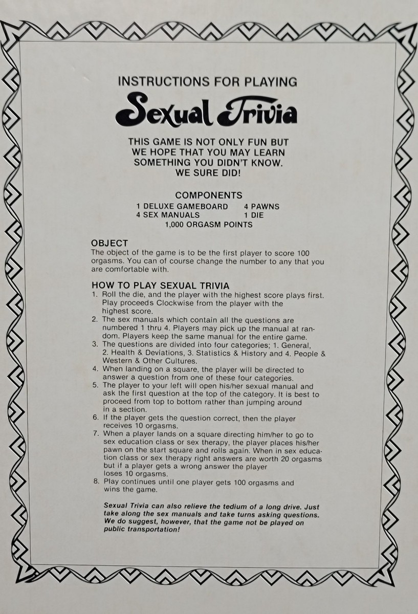 Vintage Sexual Trivia Board Game / Game to Test Sexual Awareness - Complete  | eBay