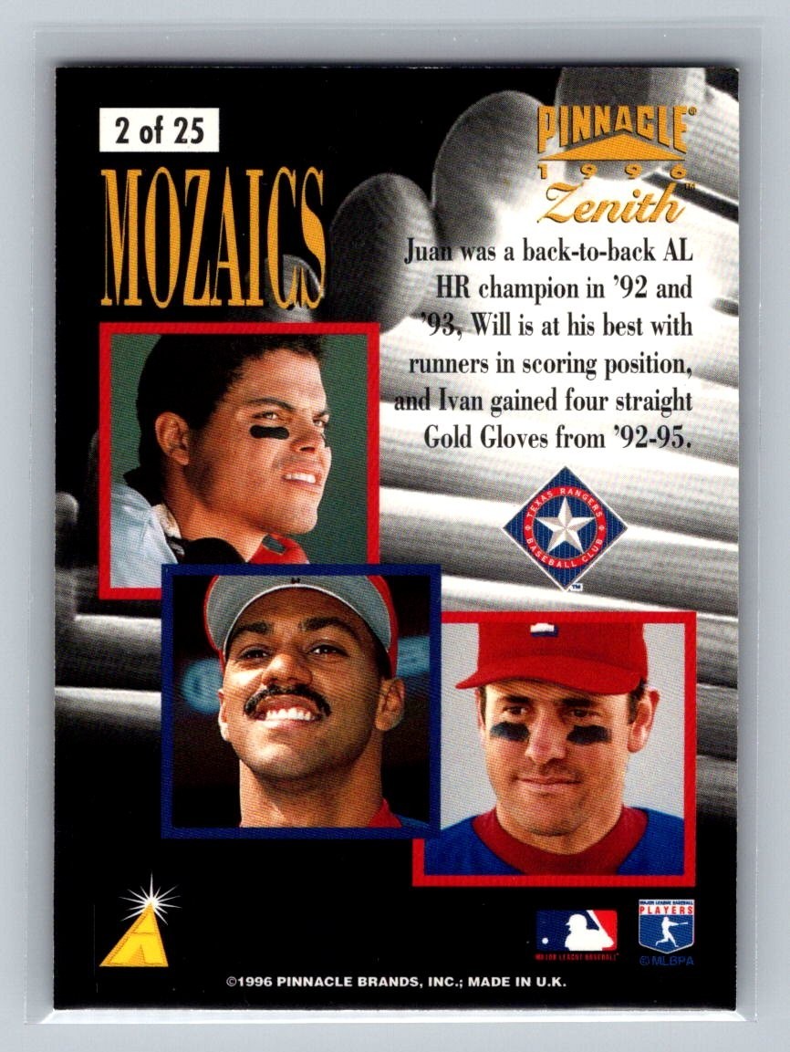 1996 Pinnacle Zenith Mozaics Insert #2 Ivan Rodriguez Will Clark Juan Gonzalez
