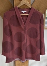 Jasper Conran smart blouse Tunic top size 14-16 long sleeve pink & burgundy