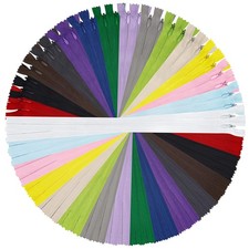 DOITEM 8 10 12 16 20 24 Inch Multicolor Nylon Coil Zippers 10inch, 15 Colors 