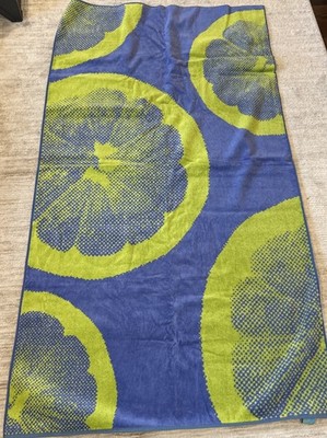 TerriSol Vintage Beach Towel Cotton Brazil Large 70 x 39''  green blue  READ
