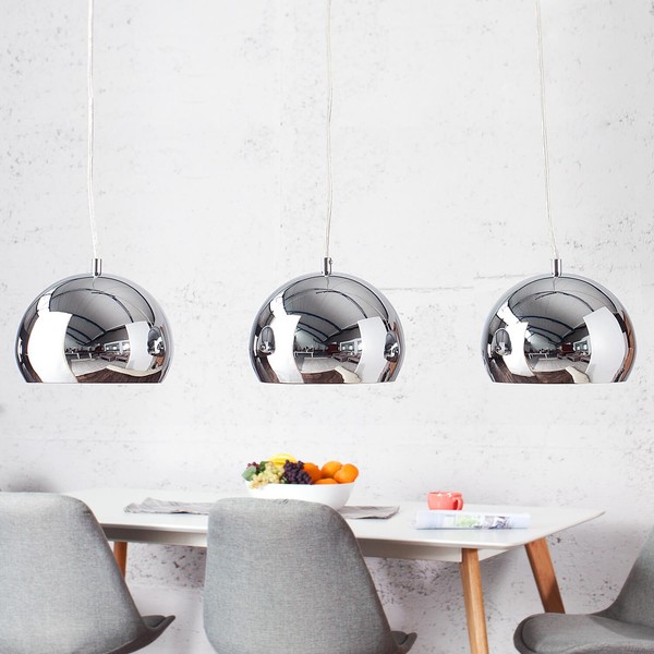 Pendelleuchte KüChe Retro Chrom E27 HäNgeleuchte Metall 3-Flammig Esszimmer-image