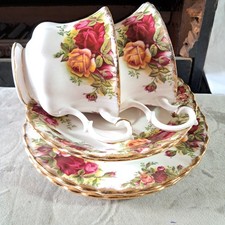 Royal Albert 'Old Country Roses' Two Trios (2x Cups, Saucers, Plates) Set 1 of 3