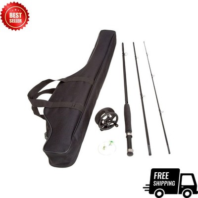 Fly Fishing Rod & Reel Combo with Case Flies and Line Black