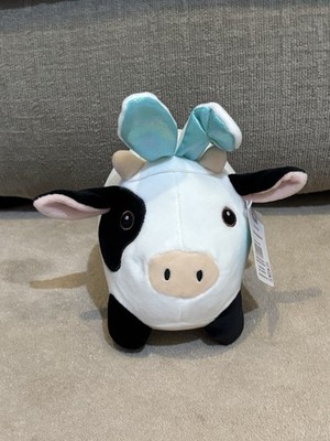NEW, ROLY POLY COW WITH BUNNY EARS 8'' EASTER PLUSH