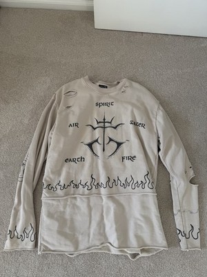 Drop Dead Spirit Elements Distressed Layered Sweatshirt Size M Medium