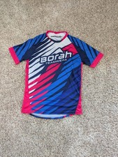 Borah Teamwear Shirt Medium Made in USA Cycling Jersey Blue Pink Womens M Mt Mtn