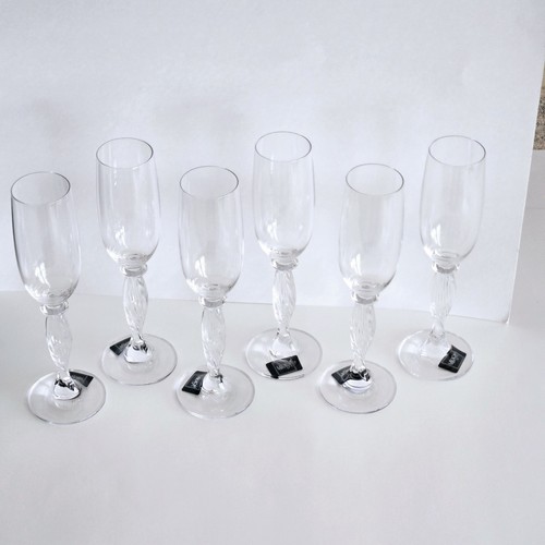 Mikasa Alessandra Austrian Lead Crystal Champagne Flutes Twisted Stem Set of 6 - Picture 2 of 14