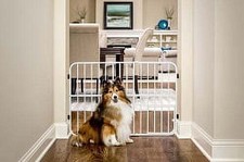 Expandable Metal Dog Baby Gate Lightweight Pet Door Easy Set-up Indoor Outdoor