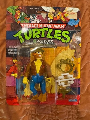 Vintage 1989 TMNT Ace Duck Action Figure MOC Punched Playmates Toys 