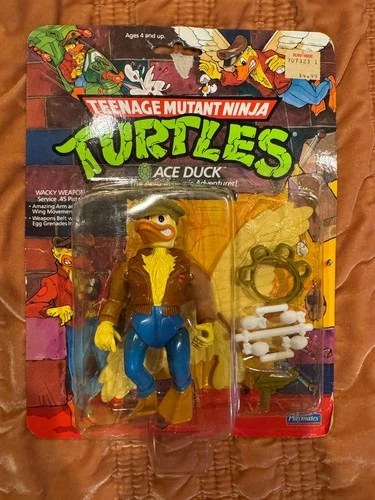 Vintage 1989 TMNT Ace Duck Action Figure MOC Punched Playmates Toys