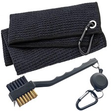 ATTRACTIVE Golf Towel Set, and a Brush, Small, Black