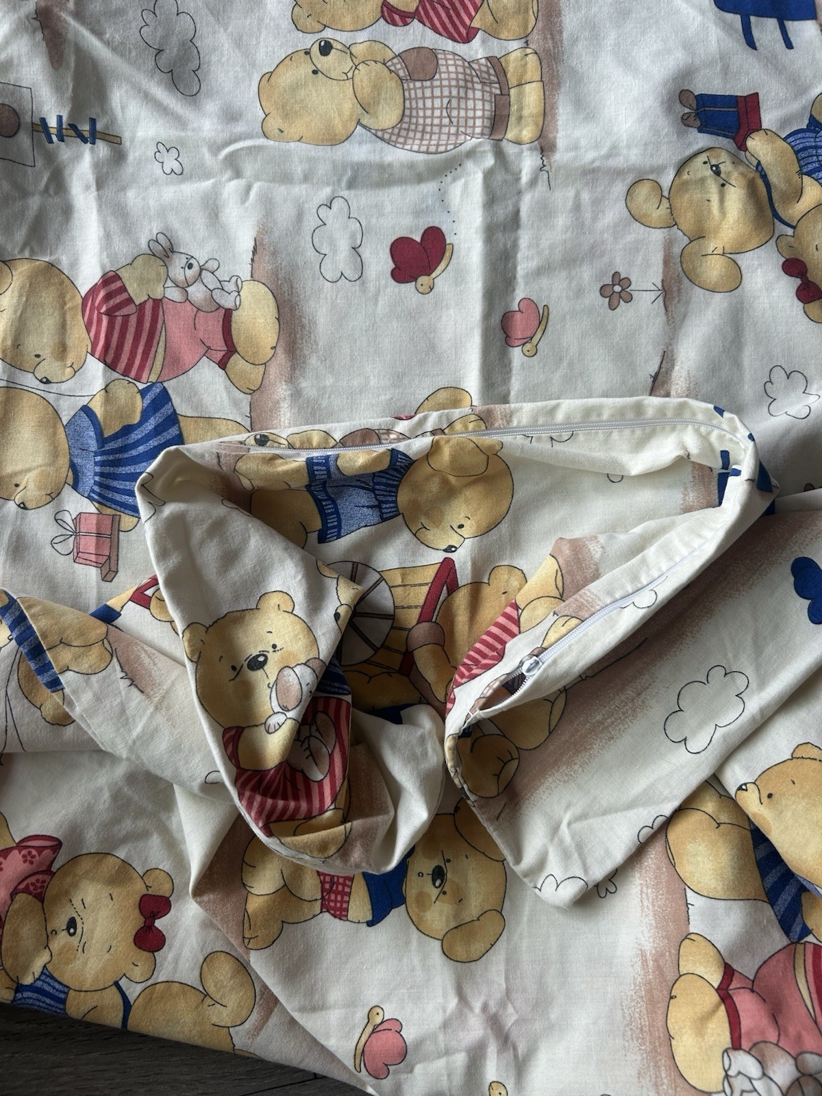 Copripiumino lettino cotone orsacchiotto vintage biancheria da letto asilo foto 4