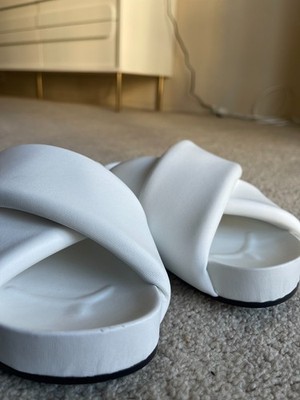 W37 Jil Sander Crossover Strap Padded Sandals White | eBay