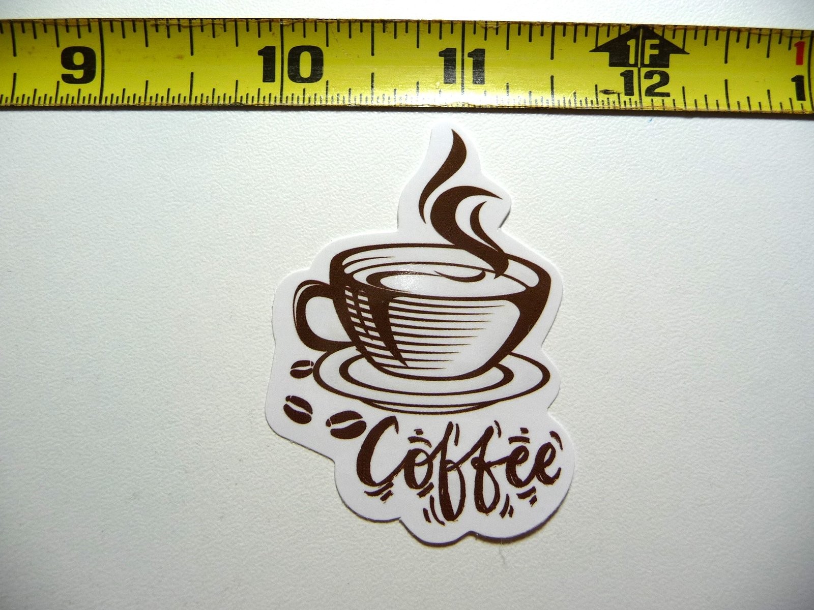 STEAMING COFFEE CUP BEANS DECAL STICKER BEVERAGE MORNING WAKE UP FUN