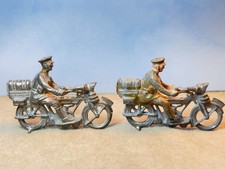 Two very old Britains Army Motorcycles, 200, Despatch Rider, Fixed Wheels