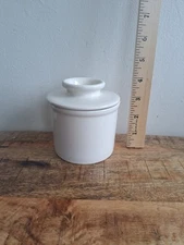 White Ceramic Butter Crock with Lid Countertop French Butter Keeper