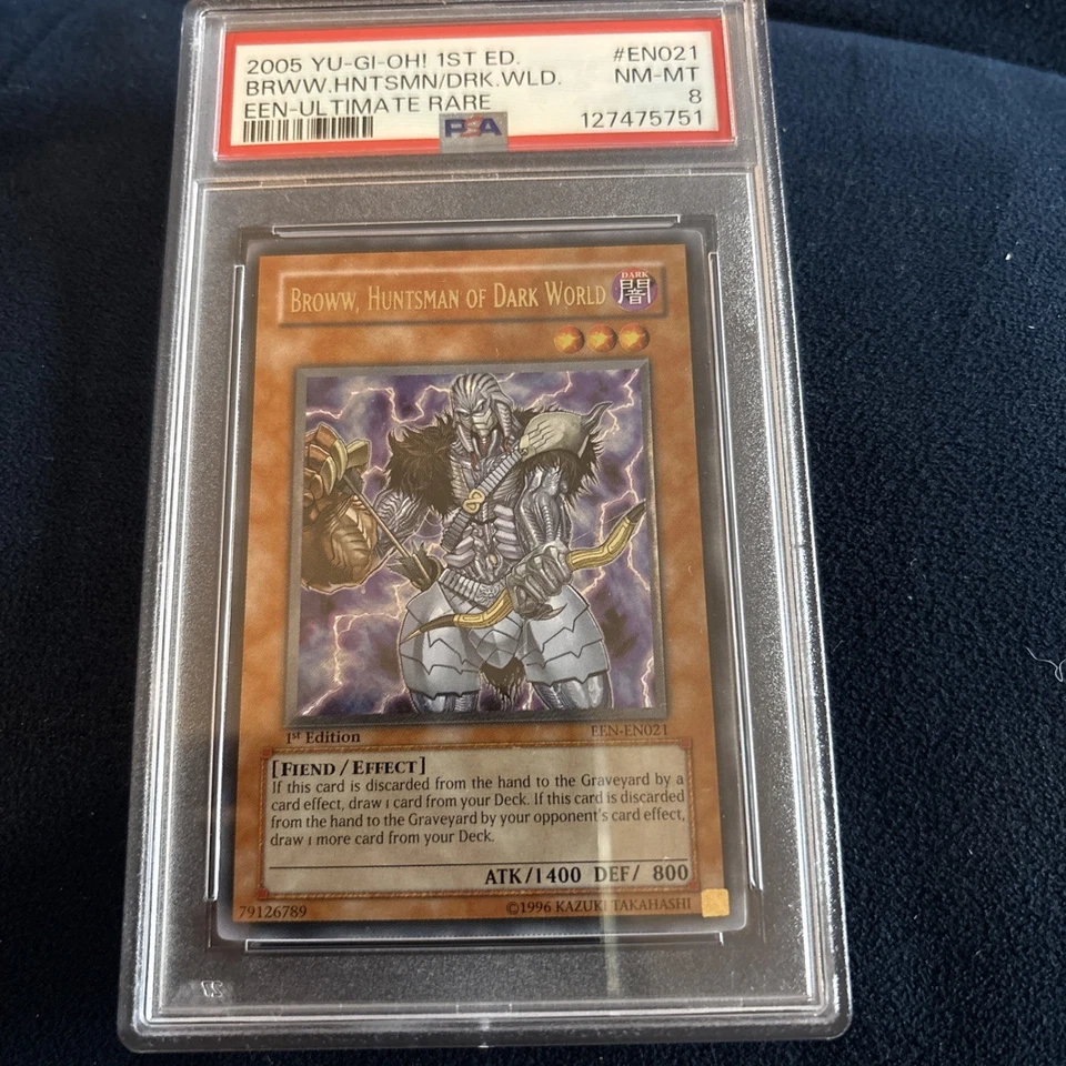 YUGIOH 1ST edition EEN-EN021 BROWW HUNTSMAN DARK WORLD ULTIMATE PSA 8 NM EURO - Image 3 of 4