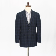 Calvin Klein 40S Navy Sport Coat Blazer Jacket Check 2-Button Wool