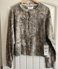 Public Supply NYC Cropped Camouflage Waffle Knit LS Top Women's Medium NWT