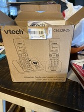 Cordless phone System 2 Handsets Red w/ Box  Cables Tested