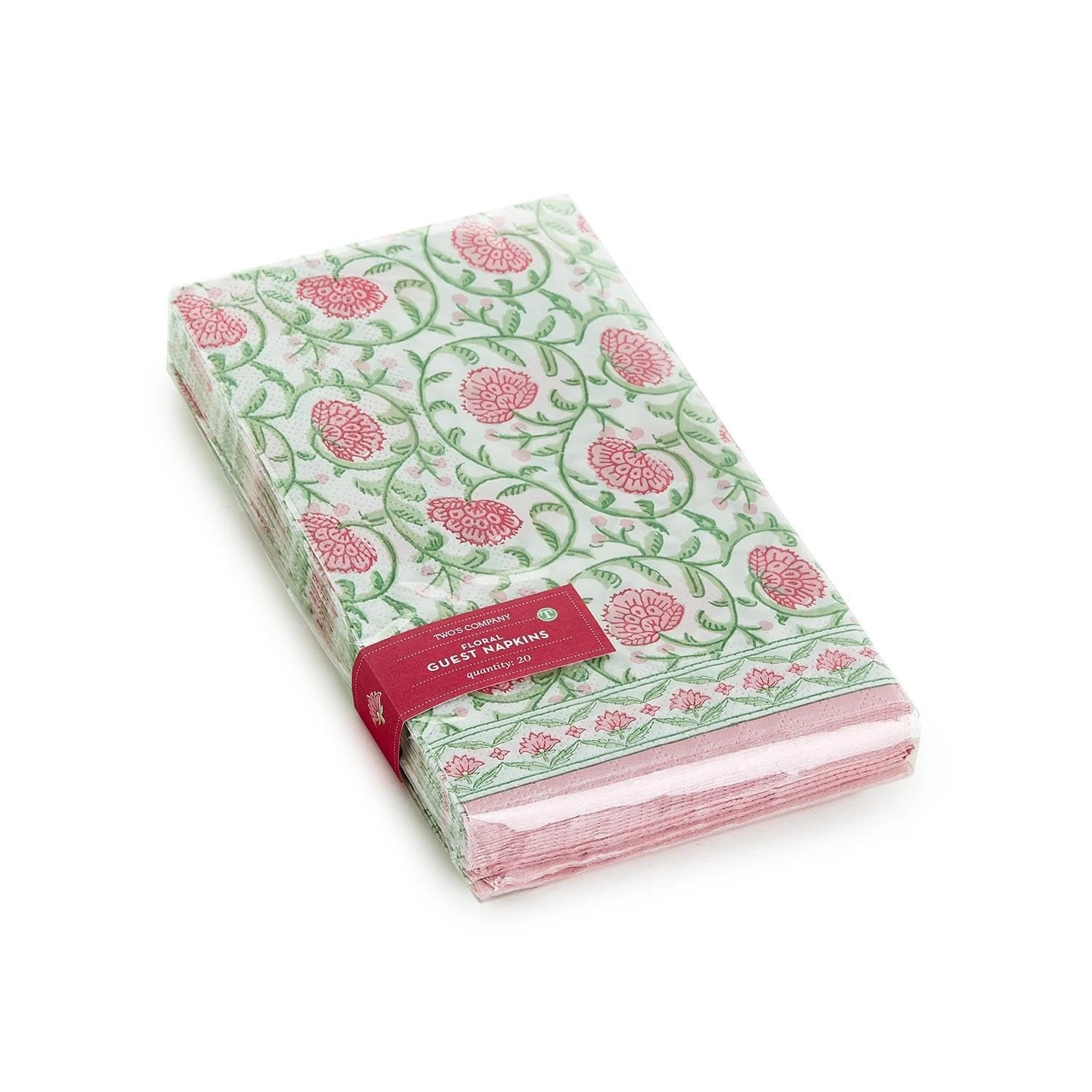 Two's Company Floral Block Print Dinner Napkin/Guest Towel