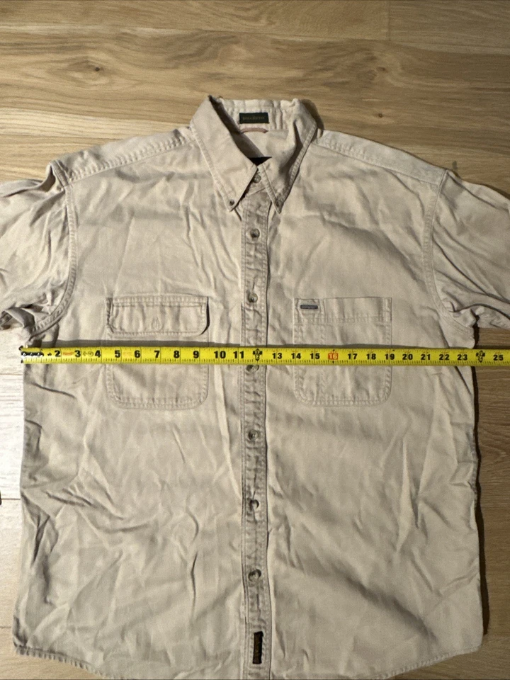 Camisa de manga larga Timberland Weathergear para hombre talla L calce resistente beige algodón Foto 3 de 4