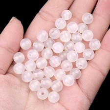 50pcs Natural White Agate Stone Round Ball Beads DIY Jewelry Making 8mm Hole 2mm