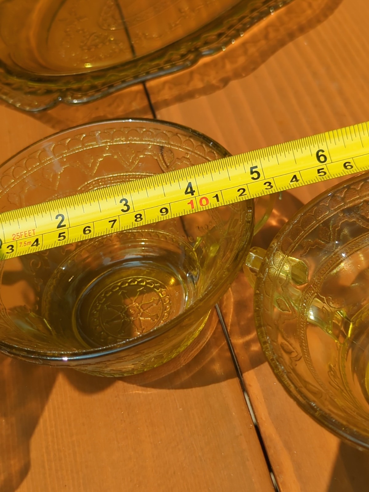Lot of 3 Federal Patrician Spoke Amber Double Handled Bowl & Platter Depression