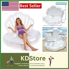 Inflatable Seashell Pool Float with 8" Pearl Ball - Perfect for Summer Parties