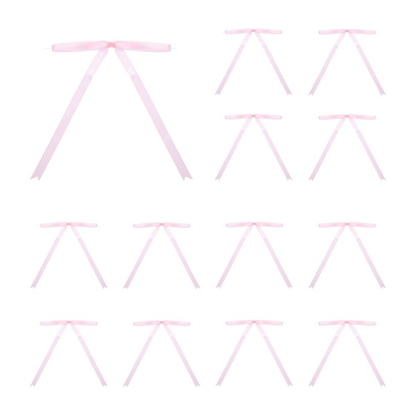 "100 Stk. 5X7\" Twist Tie Schleifen Satinband Schleifen Geschenkschleifen Hellrosa"-image