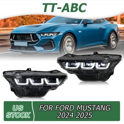 Triple Projector Led Headlights For 2024 2025 Ford Mustang w/ Dynamic Animation