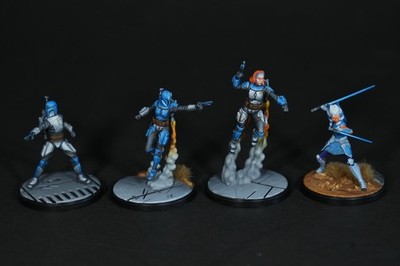 Star Wars Shatterpoint: Ashoka Tano, Bo-Katan & Clan Kryze Mandos (gut bemalt)