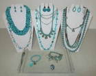 Teal Turquoise Blues Jewelry Lot Vintage - New Estate Wearable 1 LB + Costume