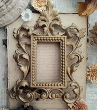 Vintage Art Nouveau Brass Picture Frame Baroque French Hollywood Regency Rococo