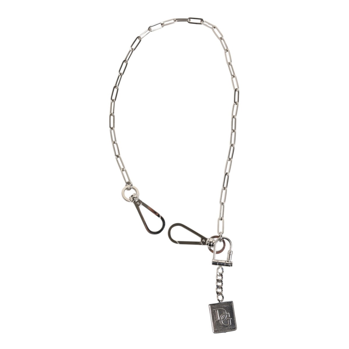 DOLCE&GABBANA ペンダント DOLCE & GABBANA Necklace Silver Tone Metal Chain DG Logo Pendant