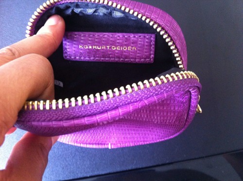 £25 NEW Kurt Geiger Purple Mock-Snakeskin Wrist Wristlet Apple Square Purse - Picture 2 of 4