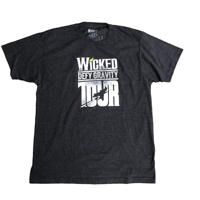 Wicked Defy Gravity Tour Musical Tee Shirt Short Sleeve Men XL Gray