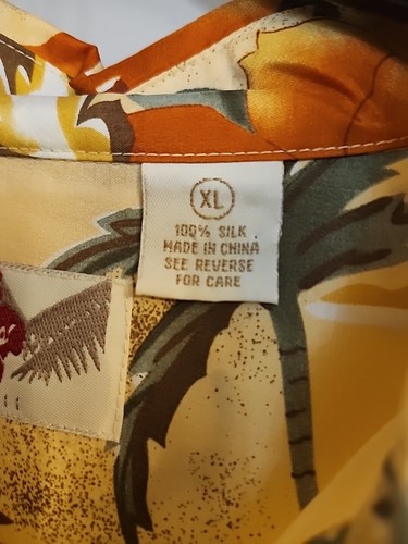 Hilo Hattie Hawaiian Shirt Mens XL Button Front Honolulu Palm Tree Yellow Hawai - Picture 5 of 13