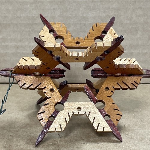 Handmade Wooden Snowflake Ornament / 4-1/8 Tall - Picture 4 of 6