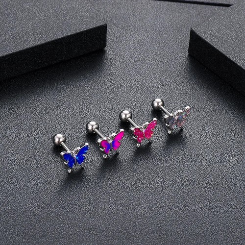 Mini Ear Stud Hypoallergenic Earring Jewelry Surgical Steel Screwed Ear Piercing - Picture 7 of 28