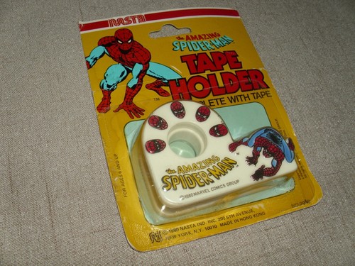 VINTAGE AMAZING SPIDER-MAN TAPE HOLDER MARVEL RARE AVENGERS MARVELMANIA NEW 1980 - Picture 5 of 12