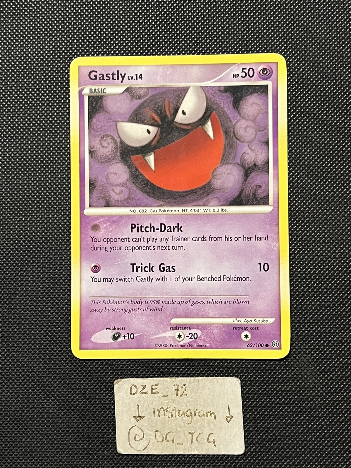 Pokemon D&P Stormfront 2008 - Gastly Lv.14 - Non Holo Common - 62/100 - VLP/LP