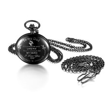 'To My Dad' Retro Quartz Pocket Watch with Chain Mens Father's Day Birthday Gift