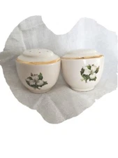Limoges American China Glamour Trillium White 22k Gold Salt and Pepper Shakers