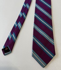 Mens Robert Talbott 100% Silk Necktie Purple Blue Stripe Made In USA Designer
