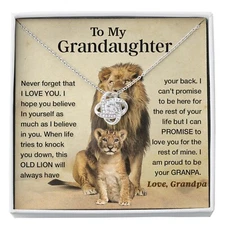 To My Granddaughter Necklace , Gift From Grandpa Papa Lion Dad, Christmas Gift