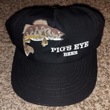 Vtg Pig's Eye Beer Screen Printed Logo Snapback Hat Cap Made in USA